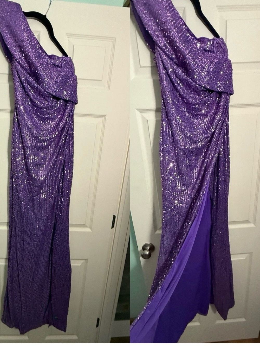 Glamorous One Shoulder Purple Sequin Dress